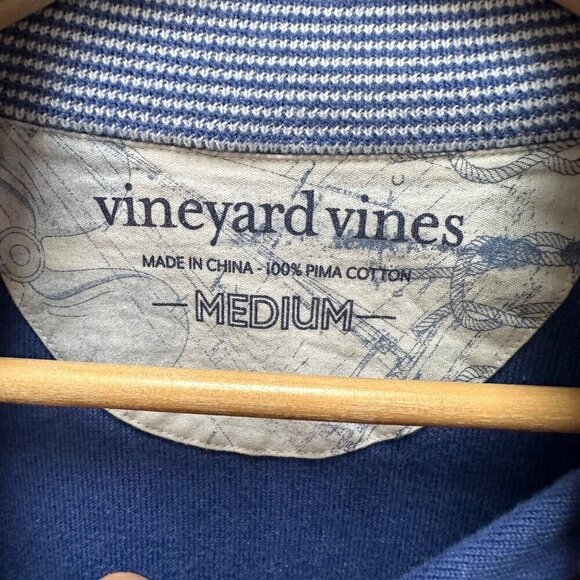 Vineyard Vines Sweater Pullover Blue‎ 1/4 Button Preppy Academia Men's Size M - Picture 5 of 6